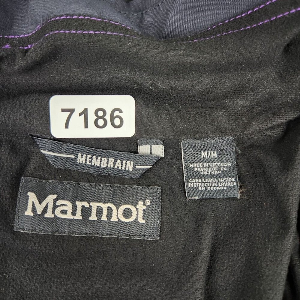 Marmot Jacket Women Medium Black Purple Membrain Rain Hooded Lightweight Outdoor - Picture 9 of 13